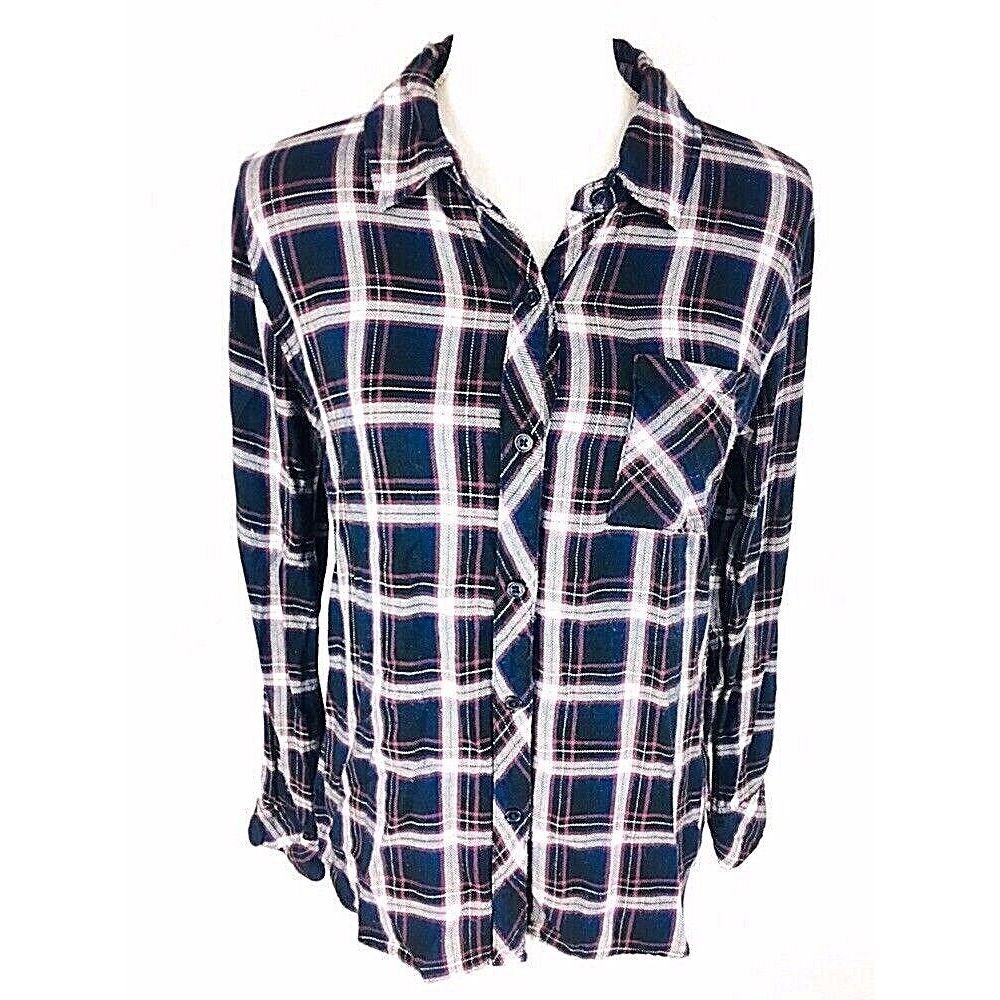 Rails Authentic Hunter Plaid Shirt Sz M Blouse Button‎ Front Long Sleeve Flannel